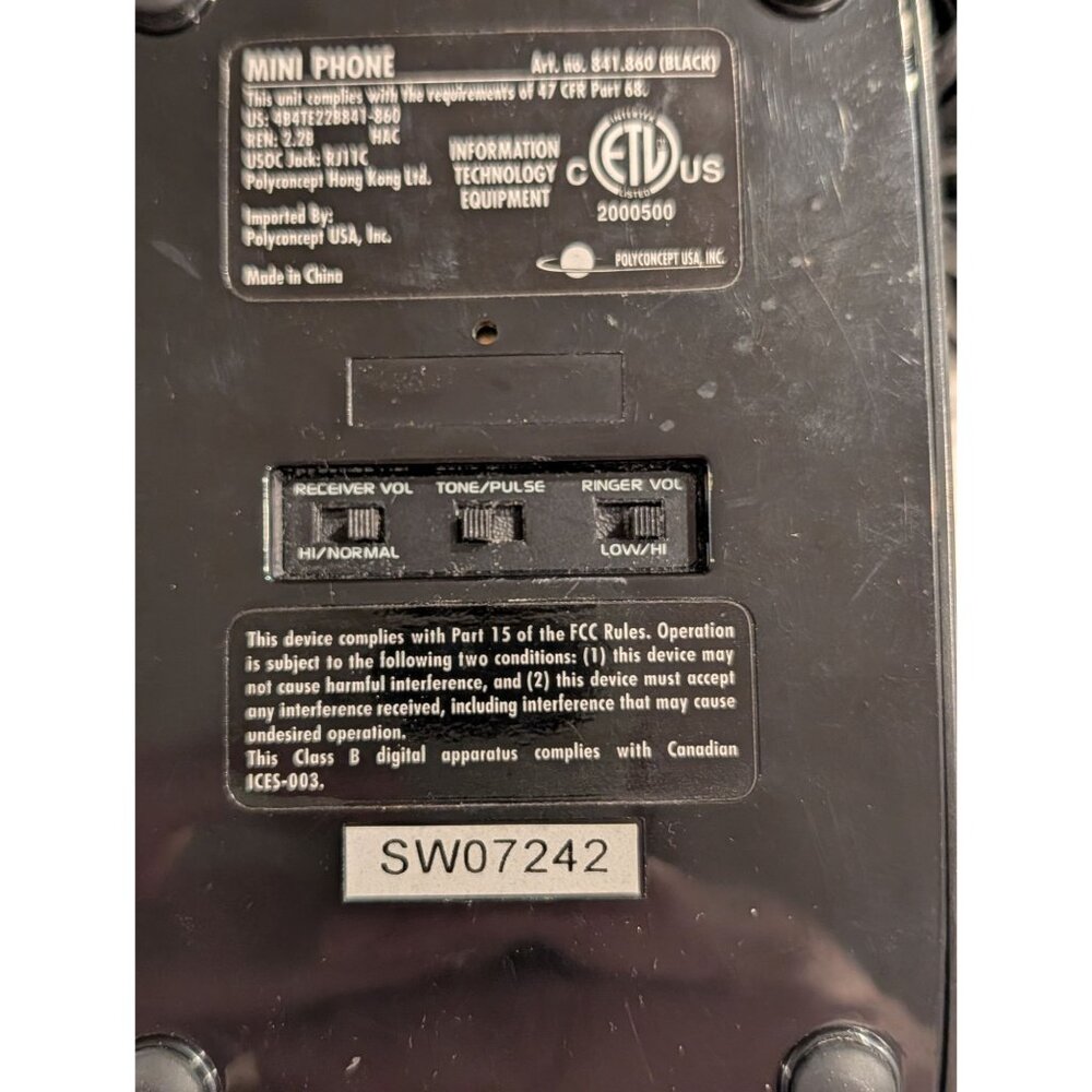 Mini Phone black corded Polyconcept Dial Pad Flash/Redial push button landline - Picture 10 of 16